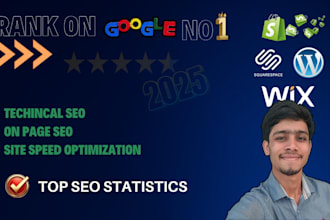 do technical and on page SEO for wordpress, shopify, wix, and squarespace