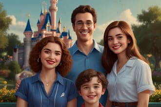 draw you family portrait in disney style