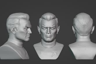 sculpt printable 3d head, 3d head sculpting, 3d head bust, 3d bust model