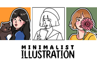 create simple fast minimalist pet and human illustrations