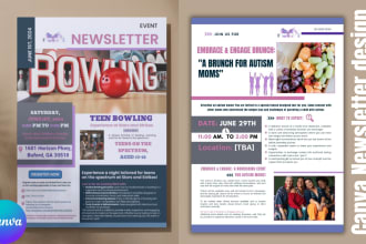 do canva newsletter design, custom newsletter, editable newsletter