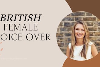 record energetic british female voice over