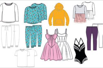 do fashion flats, technical flat sketches, technical drawing
