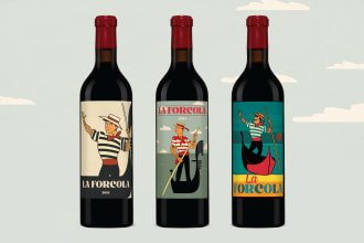 draw eye catching and unique wine label designs