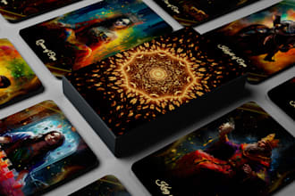 illustrate custom tarot and oracle cards for divination