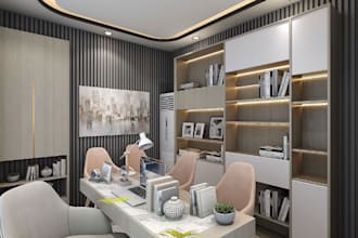 design modern office interior with professional  3d render
