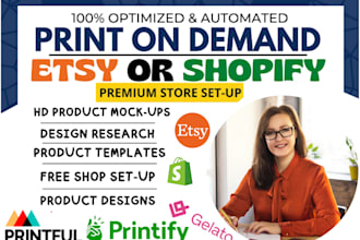 setup etsy print on demand store, etsy digital products, etsy seo, etsy pod
