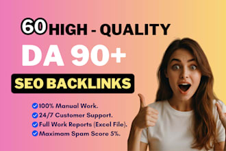 do 60 pr9,da90 high authority seo dofollow backlinks