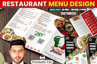 do food menu design, digital menu board, poster food flyer, menu card