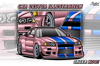make detailed car vector illustration for trendy automotive t shirt