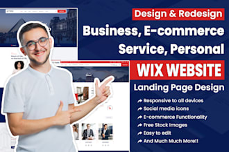 design redesign business, ecommerce, service, personal wix website, landing page