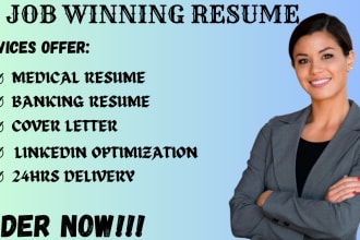 write a medical, banking resume cover letter and linkedin optimization