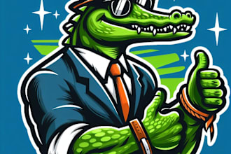 do awesome crocodile, pate, animal mascot logo design