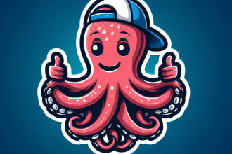 do awesome octopus, pate, animal mascot logo design