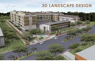 realistic 3d landscape design and rendering as architect