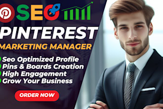 design seo optimized pins, posts, and boards as a pinterest marketing manager