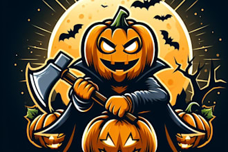 do halloween pumpkin mascot logo design