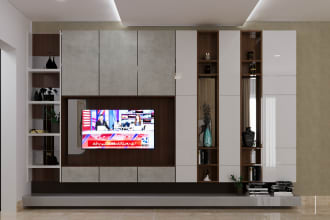 do architecture interior design with furniture and 3d render