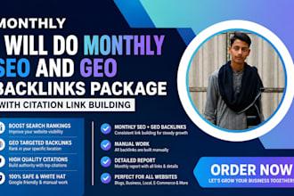 do monthly SEO and geo backlinks on high da websites