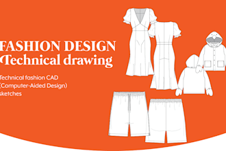 create flat technical drawing for you fashion project