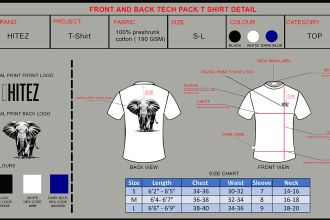 design technical clothing tech pack mockup of apparel brand