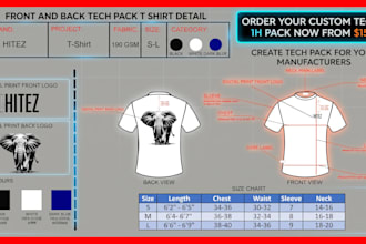design technical clothing tech pack mockup of apparel brand