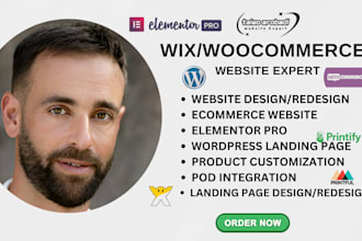 redesign wix booking shopify website woocommerce printful printify elementor pro