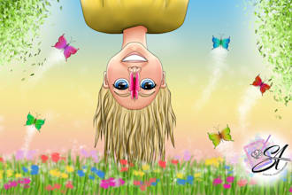 hand draw realistic children story book, kids illustration, ebook