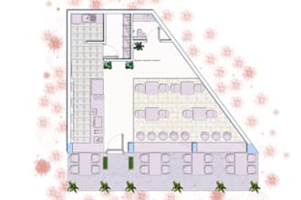 render a 2d floor plan and painting in photoshop