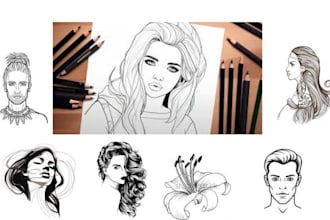 draw character , anime , pencil sketch portrait realistic drawing