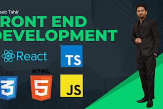 perform front end in HTML,CSS, react js next js typescript