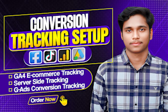 setup facebook pixel, tiktok pixel, ga4, GTM conversion tracking for shopify