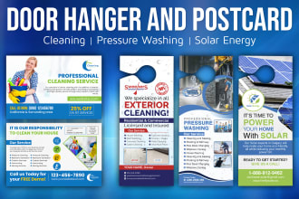 do door hanger and postcard for cleaning, presure washing, solar business
