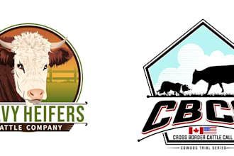 create vintage retro cow logo design