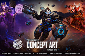 create cinematic game key art, splash character illustration