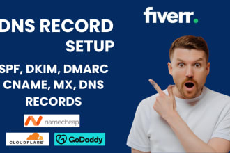 setup or fix spf, dkim, dmarc, cname, mx and dns record