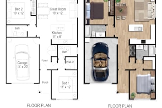 redraw 2d floor plan for real estate agent