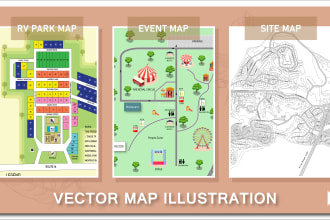 professionally draw vector map illustration