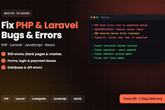 fix PHP and laravel website errors and bugs