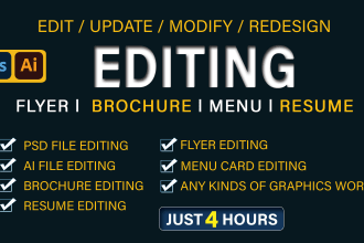 redesign update modify change commercial real estate flyer brochure menu resume