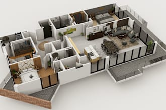 create architectural 2d,3d floor plans and rendering