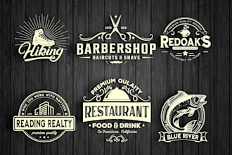do unique hand drawn vintage logo design and custom badge