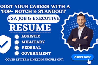 write ats resume for federal usa job military executive logistic