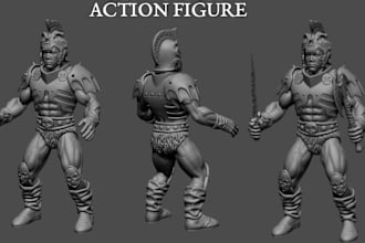 sculpt 3d character design 3d action figurine toy figure for 3d printing
