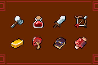 create custom pixel art icon, emote, weapon for your game assets