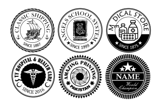 convert your logo into badge, seal stamp, rubber stamp, or wax stamp