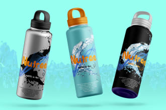 do juice and water bottle packaging and label design