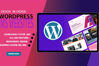 design a wordpress lms or elearning website using tutor lms, learn press, etc