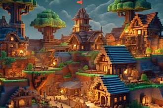 build minecraft castle, villages, base, hubs, spawns