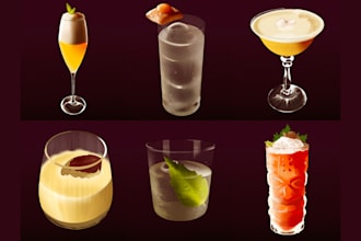 do cocktail illustrations, no vector